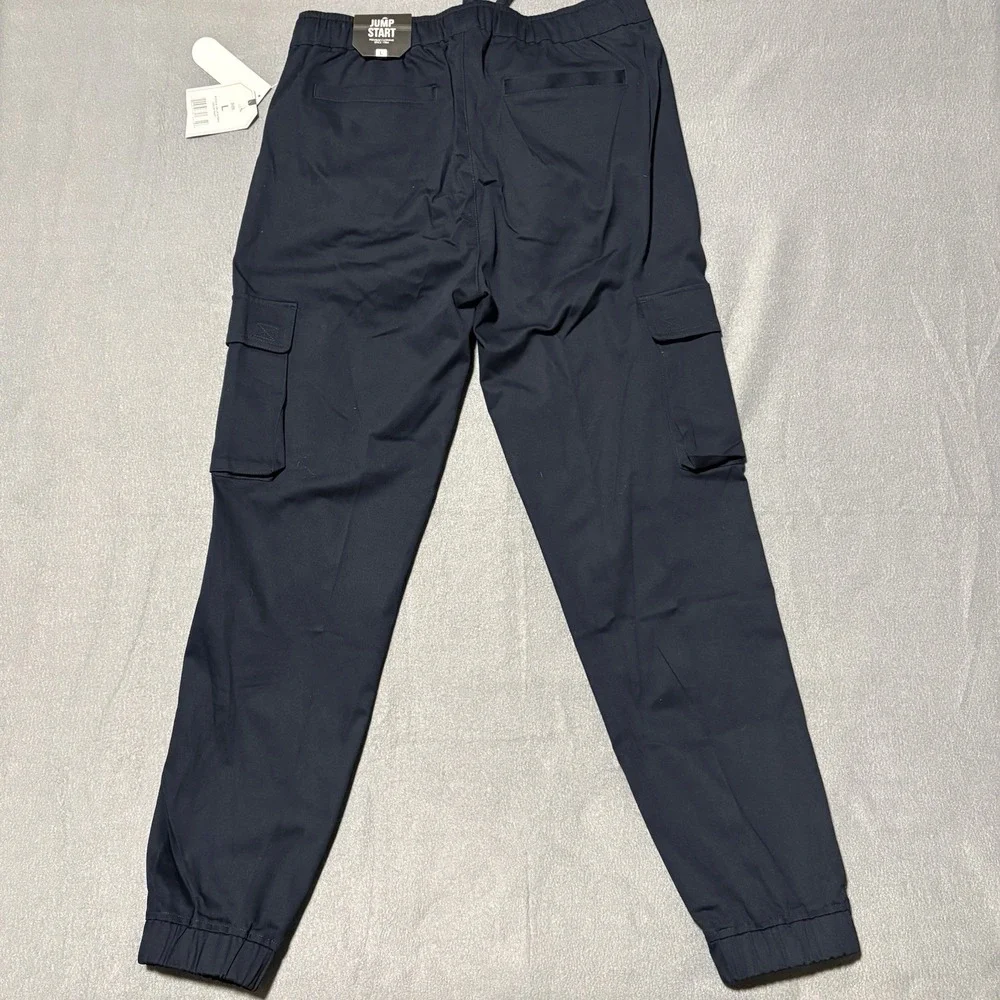 Mens Cargo Joggers 32x32 Navy Blue 4-Way Stretch Flex Comfort Drawstring NEW